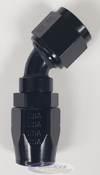 -10 45&ordm; Double Swivel Hose End - Aluminum - Black Anodized
