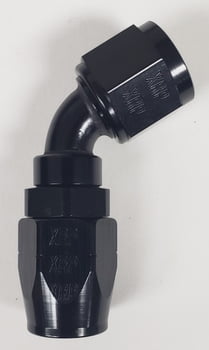 -6 60&ordm; Double Swivel Hose End - Aluminum - Black Anodized